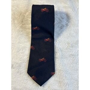 Tommy Hilfiger Men's‎ Motorcycle Print, Navy Tie 100% Silk